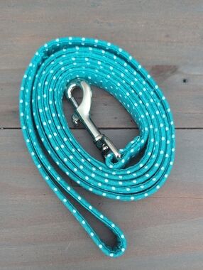 Teal Polka Dot Dog Leash